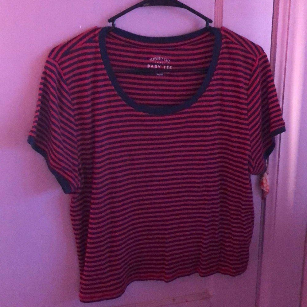 Blue and red crop top